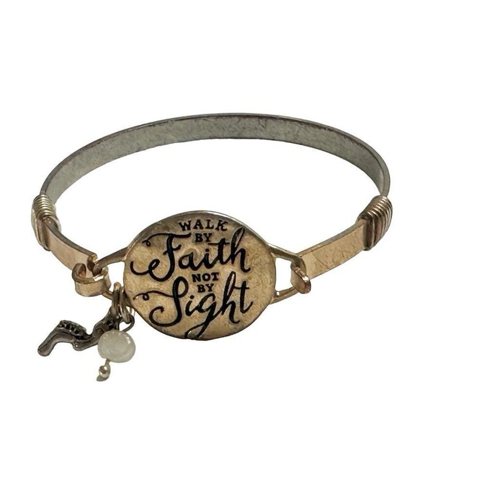 Walk by faith inspirational bangle bracelet